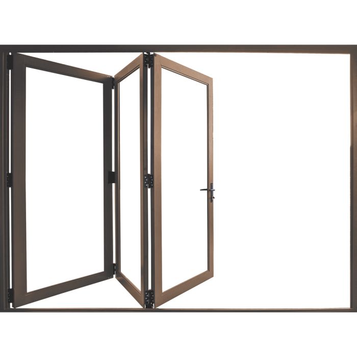 Swartland LH Bronze Aluminium 3-panel Full Glass 600mm Stacking Door