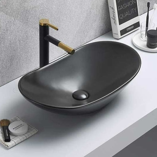 Basin Flavio CT Newbury Oval Matt Black 615x360mm