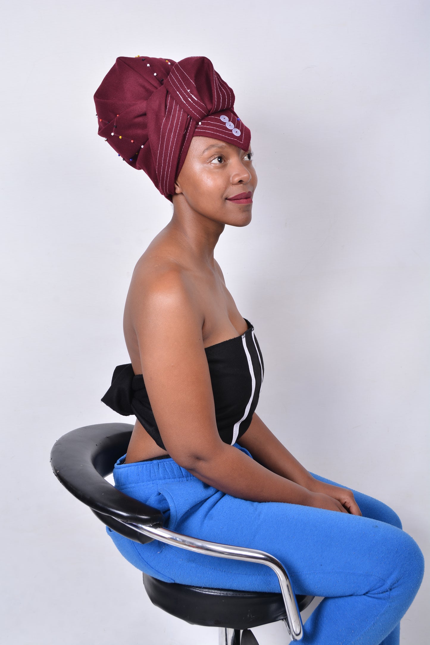 T8282 Ladies Maroon African Beaded Hearts Duke