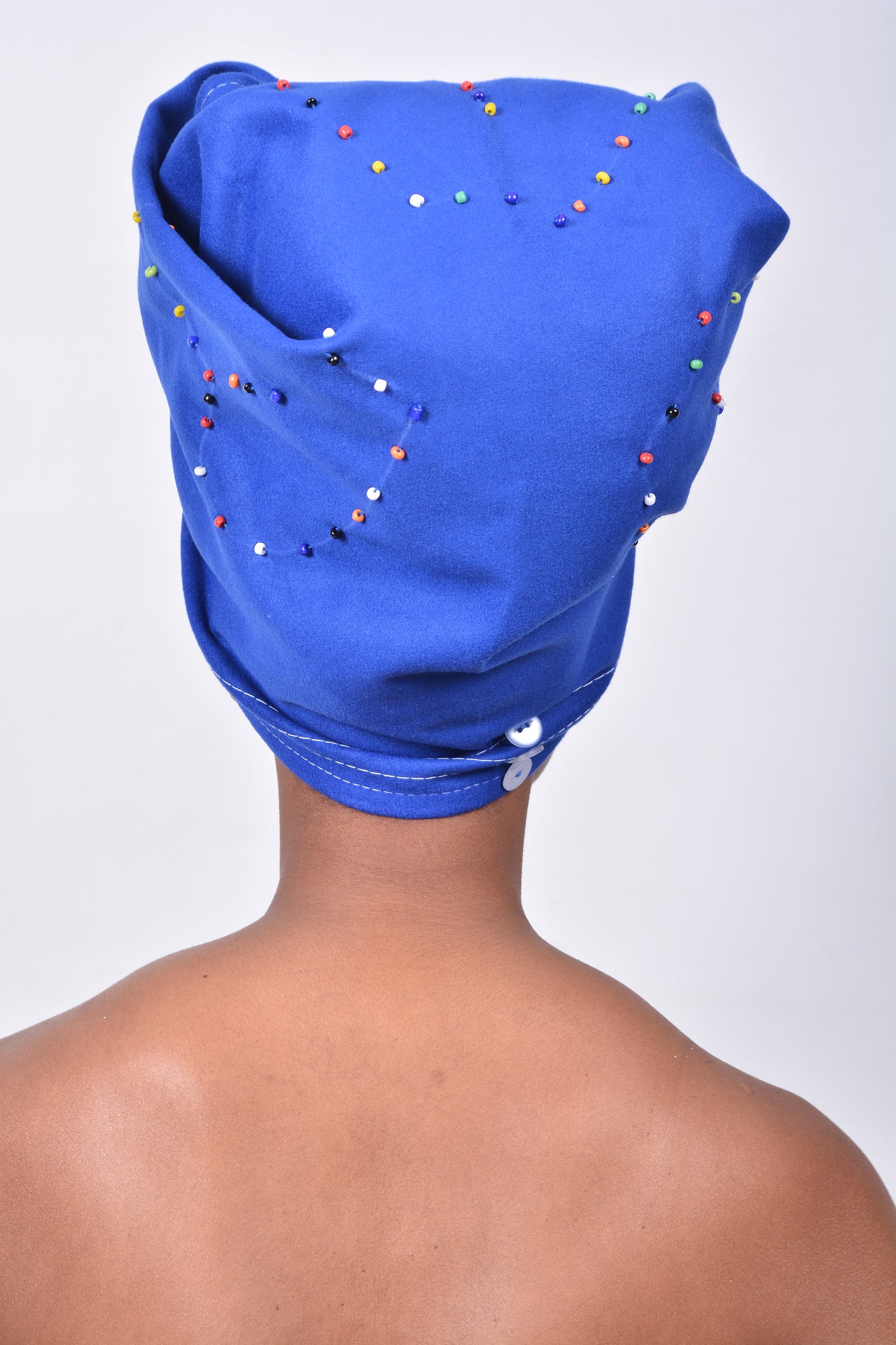 T8283 Ladies Royal Blue African Beaded Hearts Duke