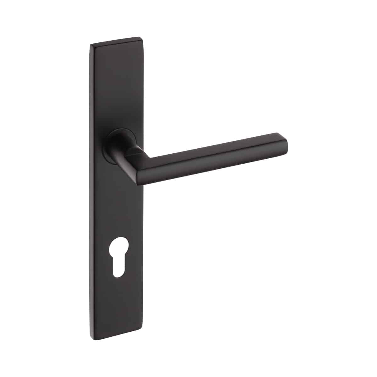 QS Lever Handle Pello Black ON Plate 40x225mm Pair