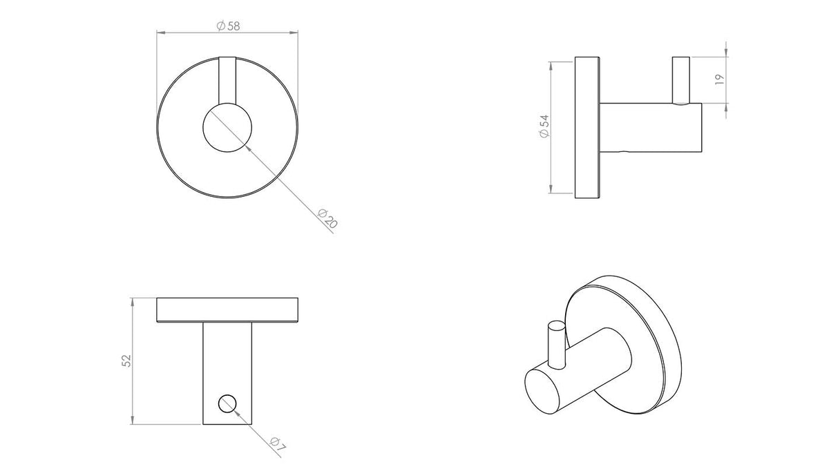 Finesse Matt Gold Single Robe Hook