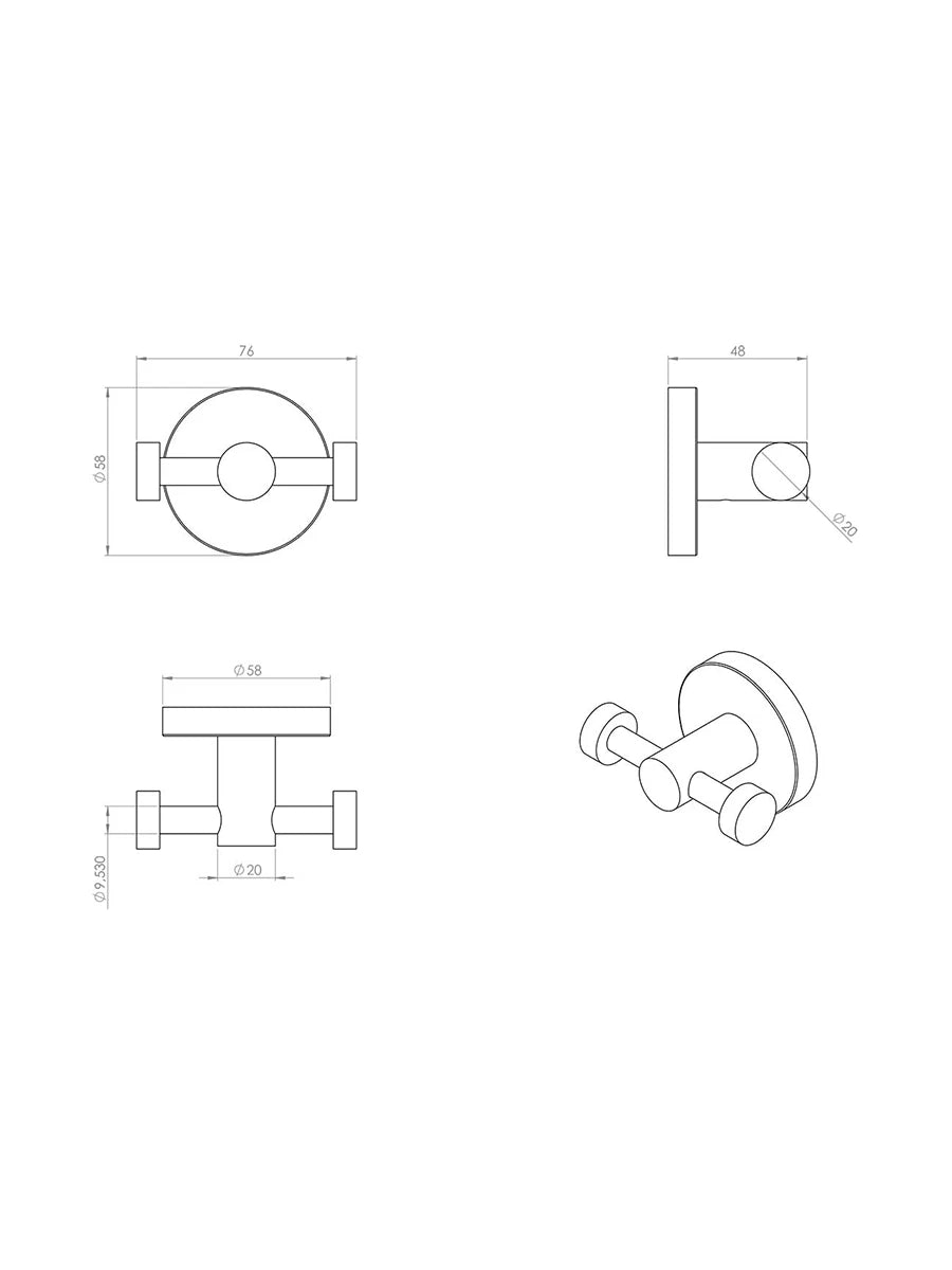 Finesse Matt Gold Double Robe Hook