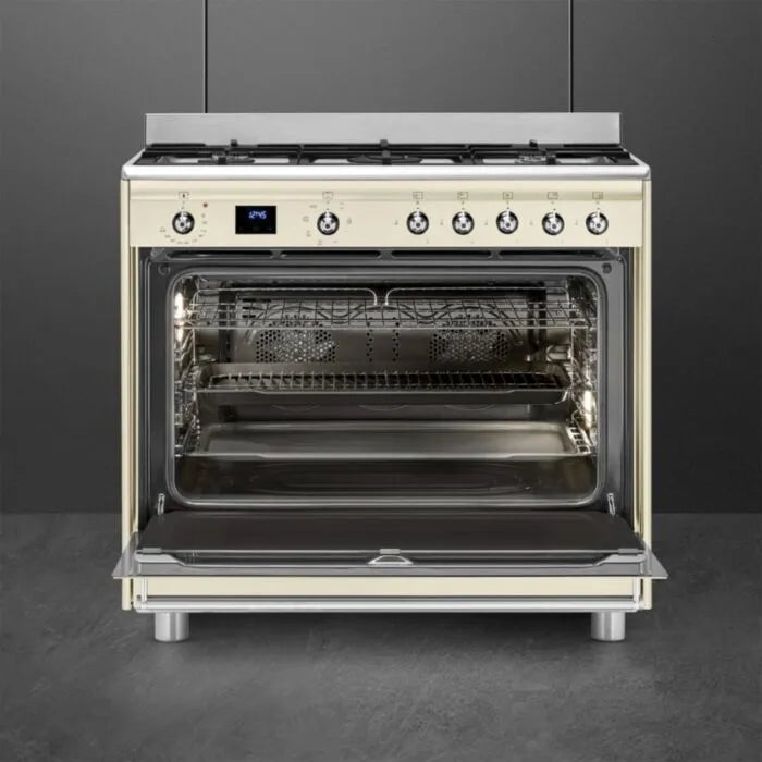 Smeg 90cm Cream Cooker With Gas Hob - SSA91MAP2