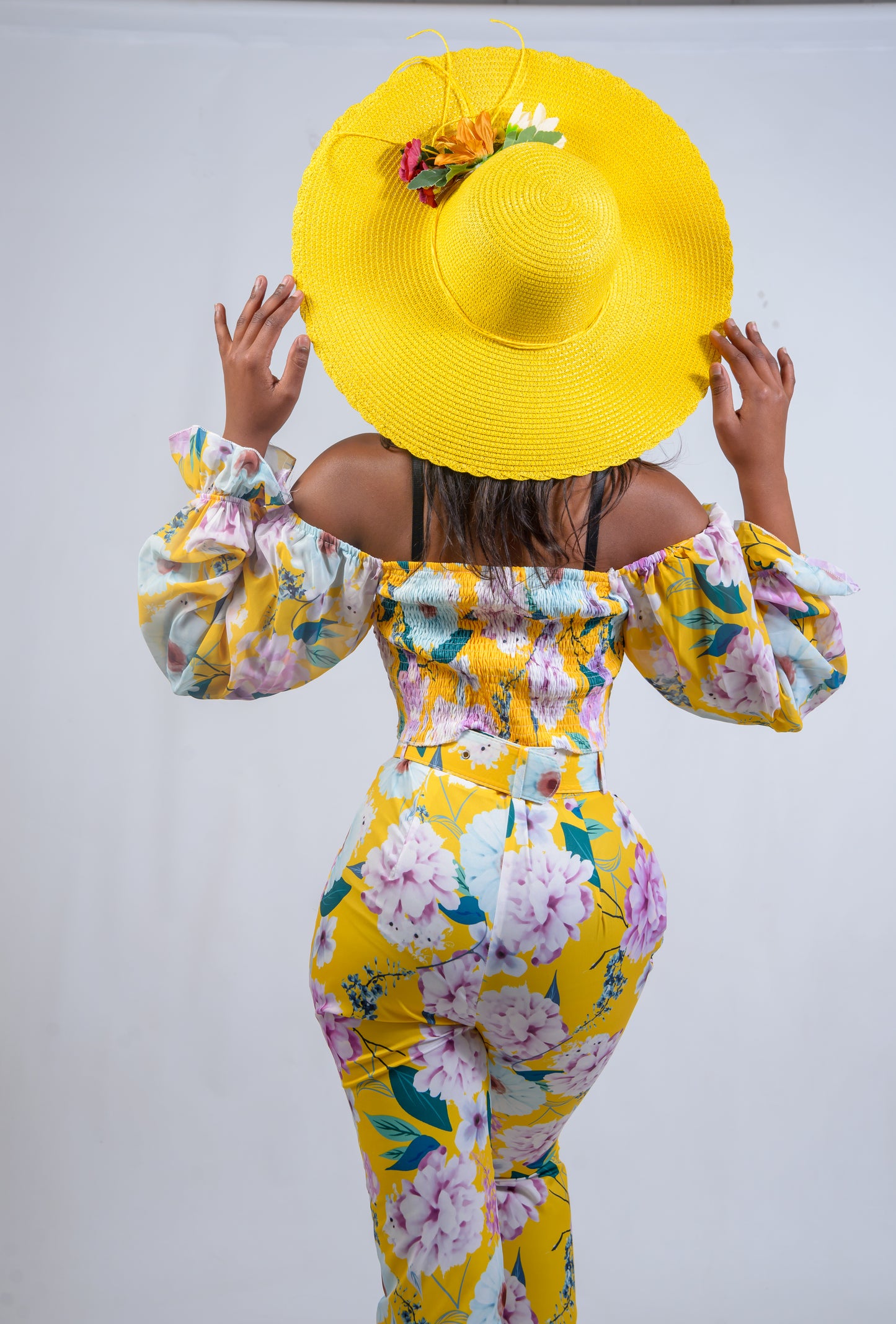 Smocked Top and Cigarette Pants Two-Piece