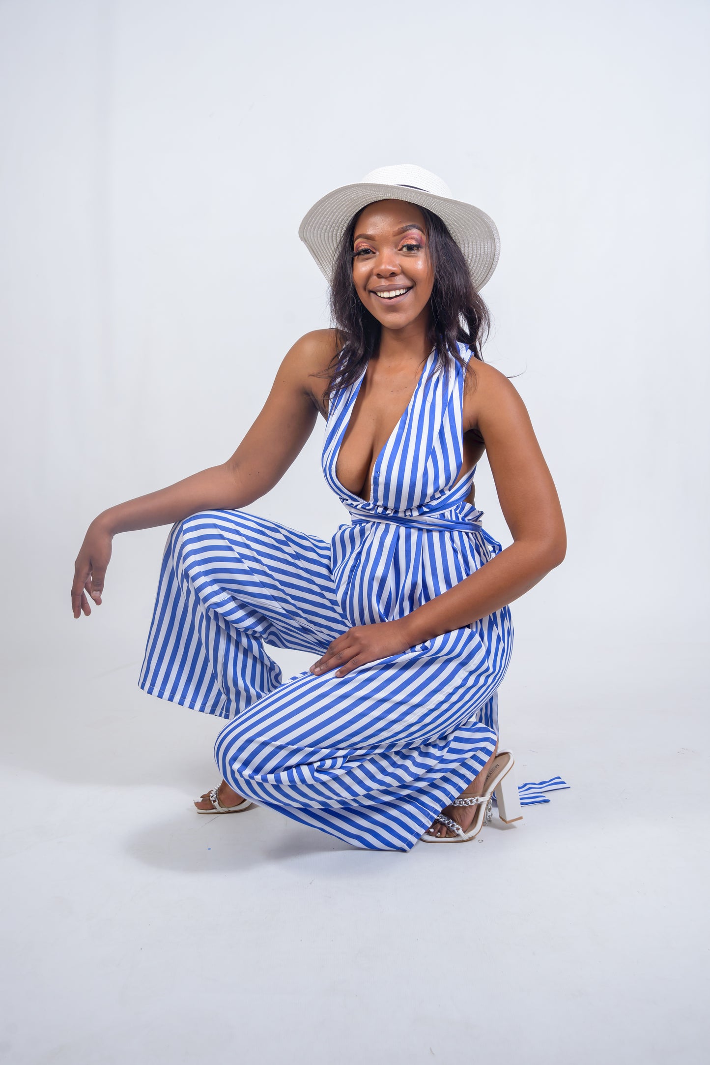 Pin-Striped Infinity Jumpsuit