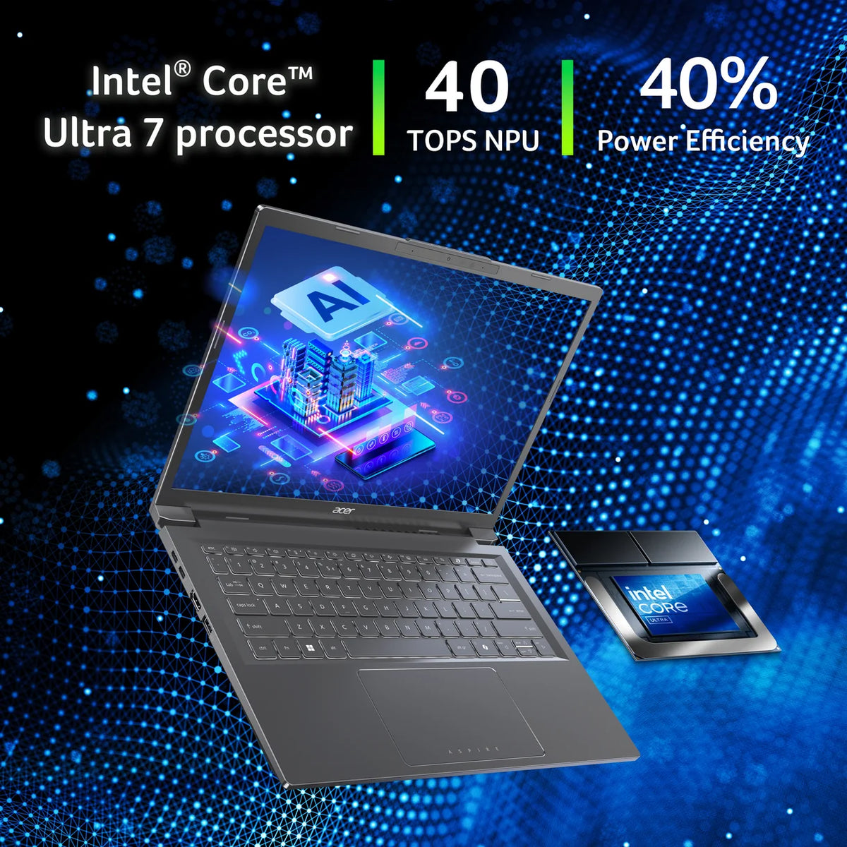 Acer Aspire 14 AI | 14" WUXGA | Core Ultra 7 | 32GB RAM | 1TB SSD | ARC Graphics