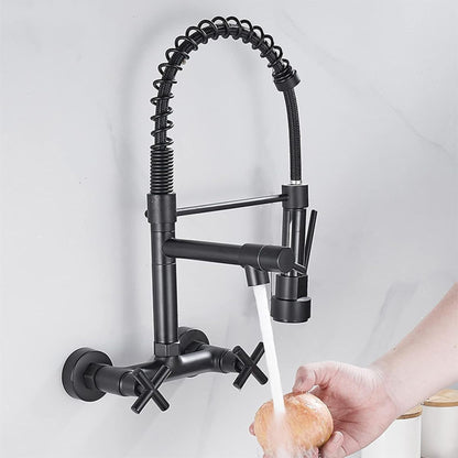 Kitchen Tap with Pull Down Sprayer Sink Spring Faucet Embedded Mixer Tap 1196 Black