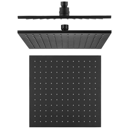 Aflo Matt Black Shower Head Brs 250mm Square