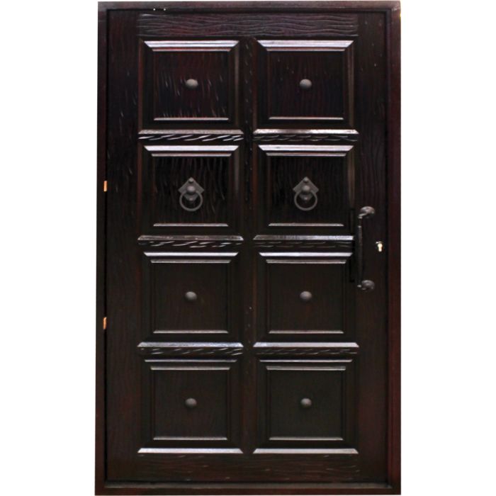 Hardwood Door Dark Red Flamed 8 Panel Ruff Pivot Door 1200 x 2032mm