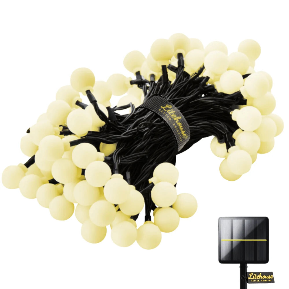 Litehouse 10 Metre Warm White Bubble Ball Solar Fairy Lights