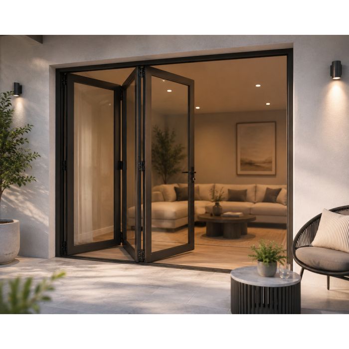Swartland LH Bronze Aluminium 3-panel Full Glass 600mm Stacking Door
