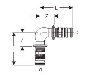 GEBERIT MEPLA EQUAL ELBOW 16mm x90deg 621.271.00.5