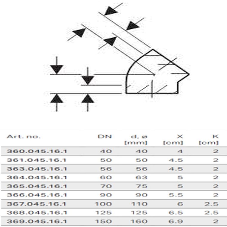 GEBERIT HDPE BEND 110mm 135deg 367.045.16.1