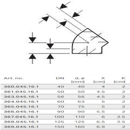 GEBERIT HDPE BEND 110mm 135deg 367.045.16.1