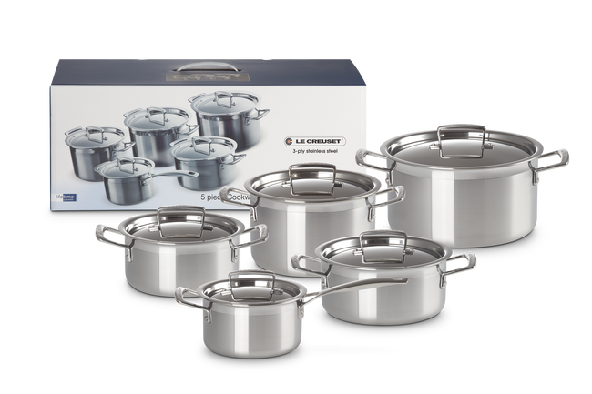 Le Creuset 3-ply Stainless Steel 5-piece Cookware Set