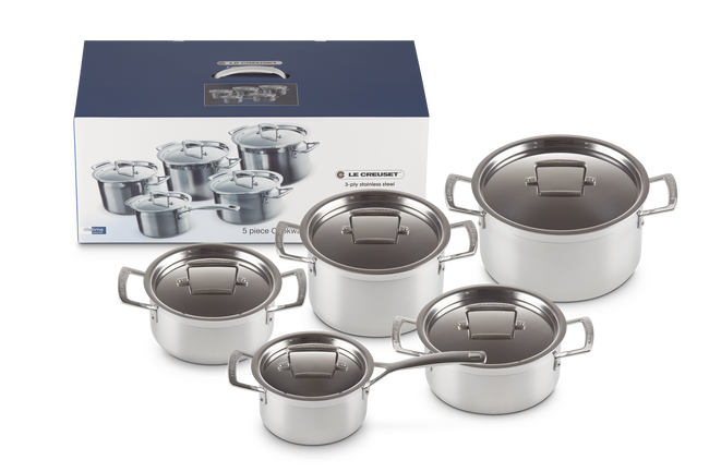 Le Creuset 3-ply Stainless Steel 5-piece Cookware Set