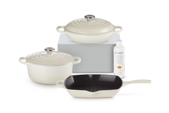 Le Creuset Cast Iron 3-piece Starter Set with Cleaner Meringue
