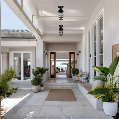 Route Sand Black Outdoor Ceiling Light