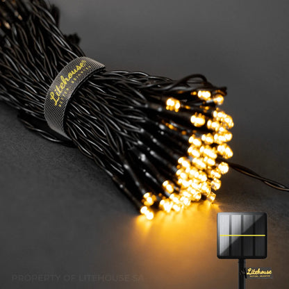 Litehouse Black String Solar Fairy Lights - 20m