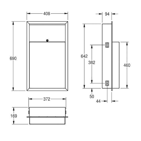Bathroom Accessories Bin Franke Rodan RODX605E Recessed Stainless Steel