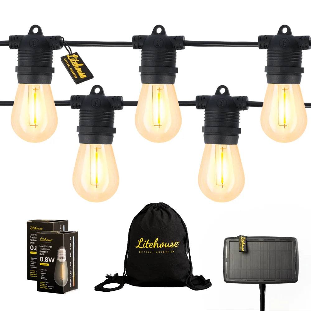 Litehouse 10 Metre Black Solar String Light