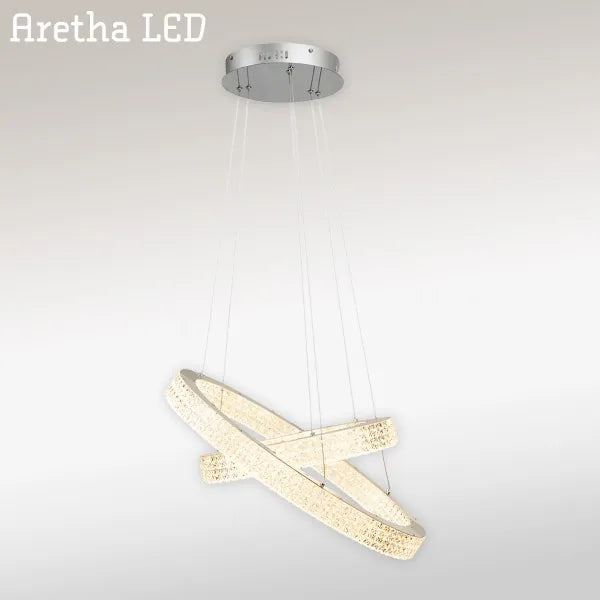 Aretha Led 2 Light Satin Silver Pendant Light