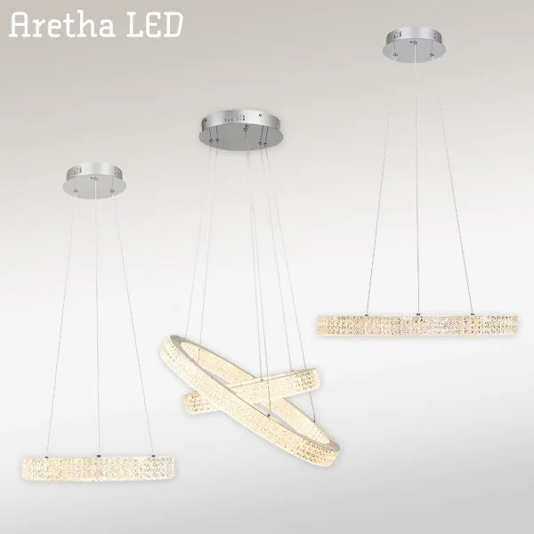 Aretha Led 2 Light Satin Silver Pendant Light