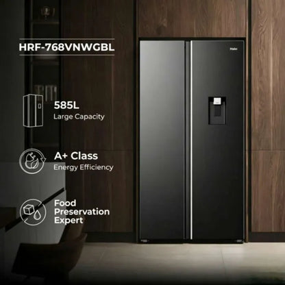 Haier 585l Black Side By Side Fridge - HRF-768VNWGBL