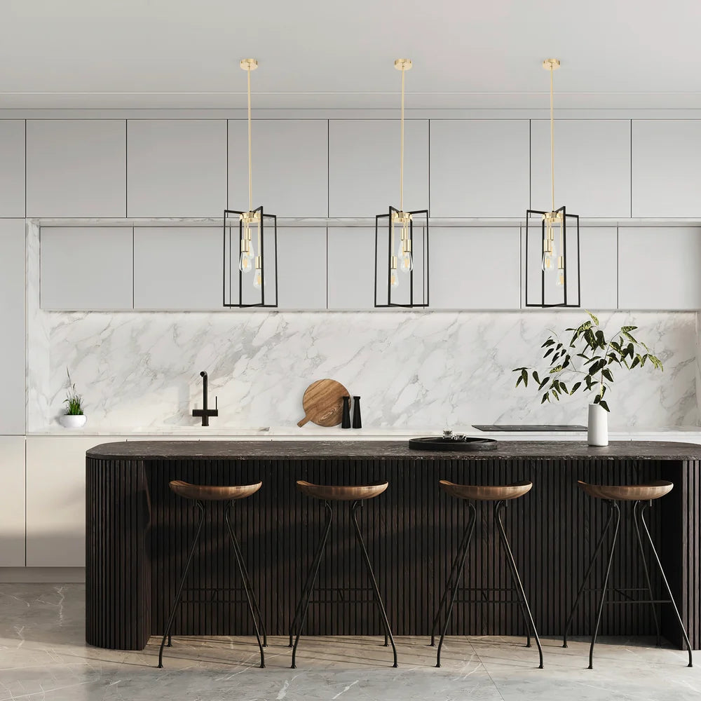 Sia Champagne Gold and Black 3 Light Pendant