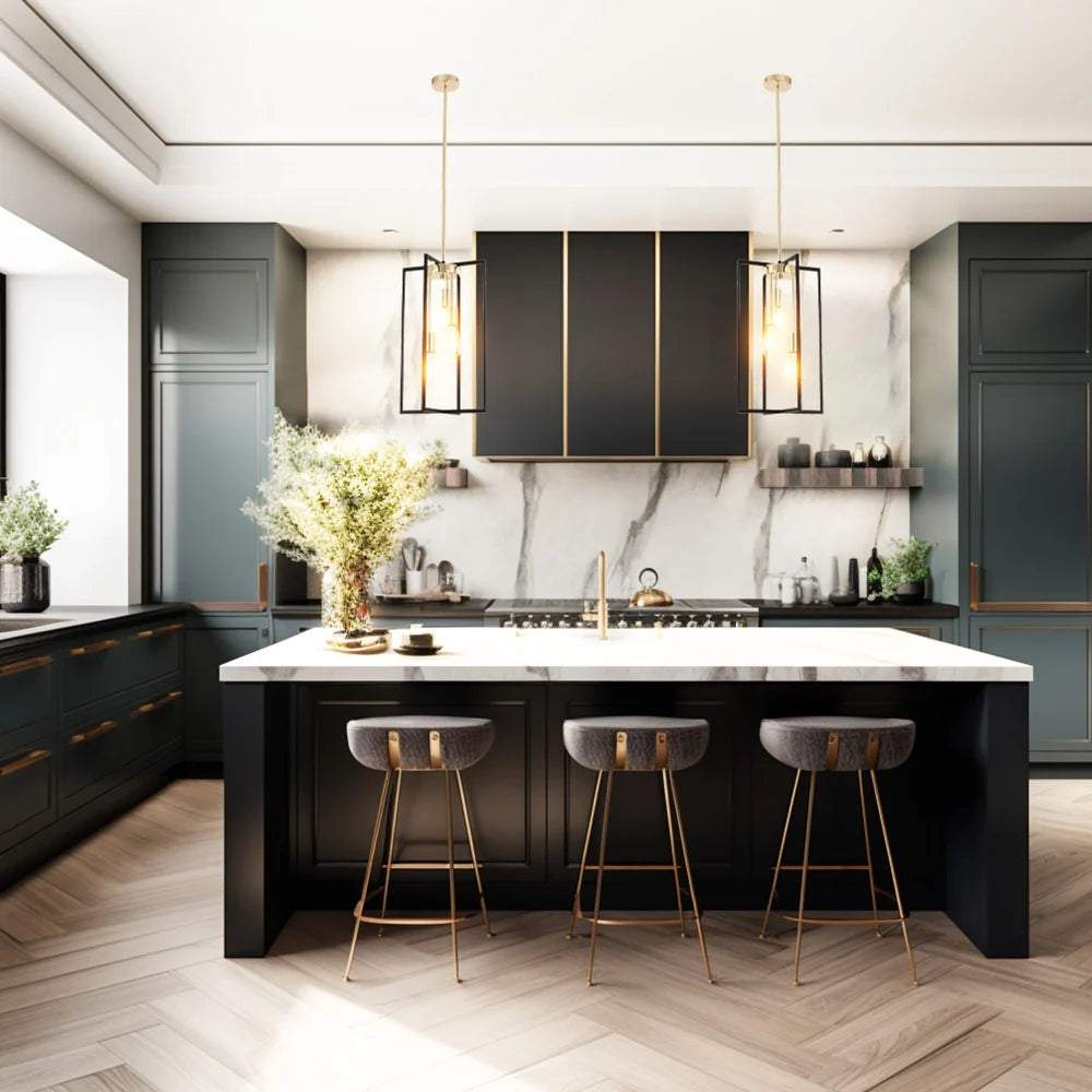Sia Champagne Gold and Black 3 Light Pendant
