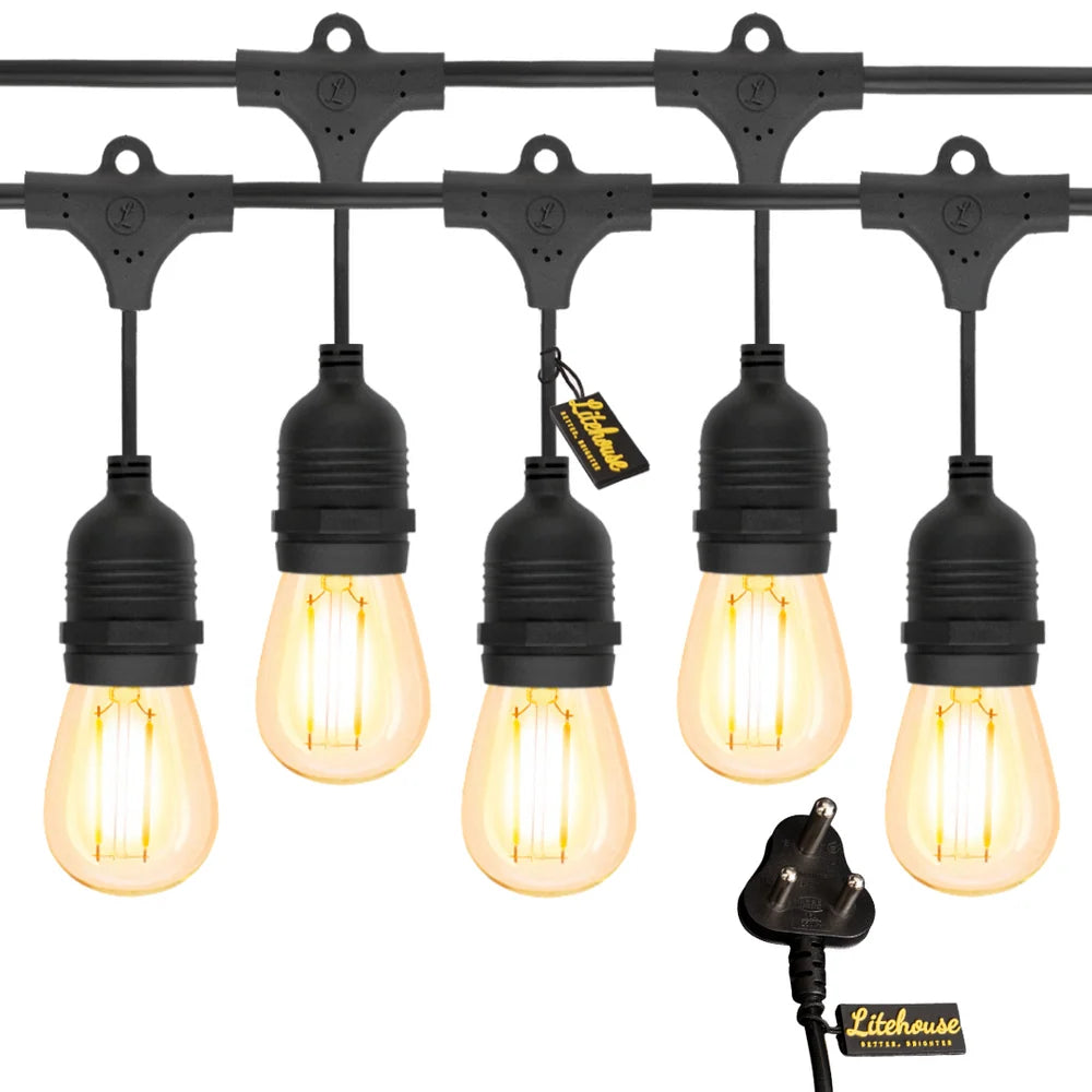 Litehouse Plug-In Festoon Bulb String Lights - 15m