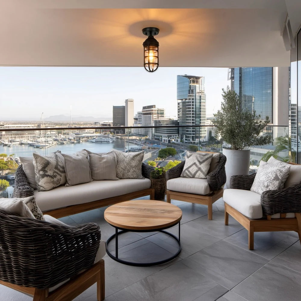 Route Sand Black Outdoor Ceiling Light