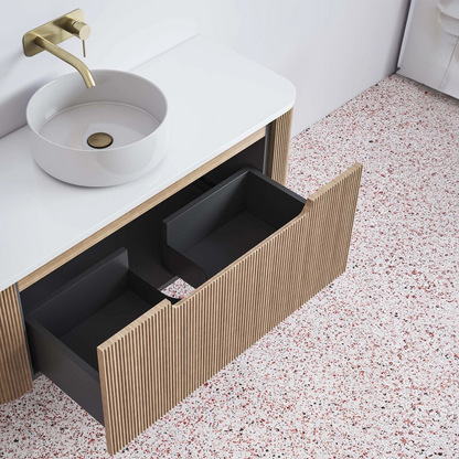 Madeira Oak Vanity 1200 & Slab Excl Basin