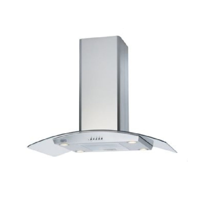 Defy 90cm Silver Curved Glass Island Extractor - DCH323
