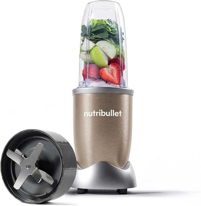 Nutribullet Blender 900 Series - 4 Piece Set - Powerful 24,000 RPM Personal Blender & Smoothie Maker - 900W - Includes 700ml Cup & Flip Top To-Go Lid, Crush Ice, Frozen Fruit & Nuts - Champagne