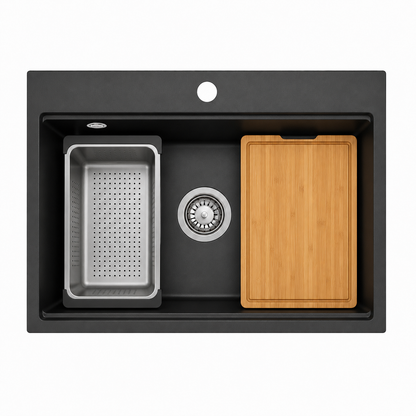 Flavio Bella D-in 720x495 Blk + Colander+c/board