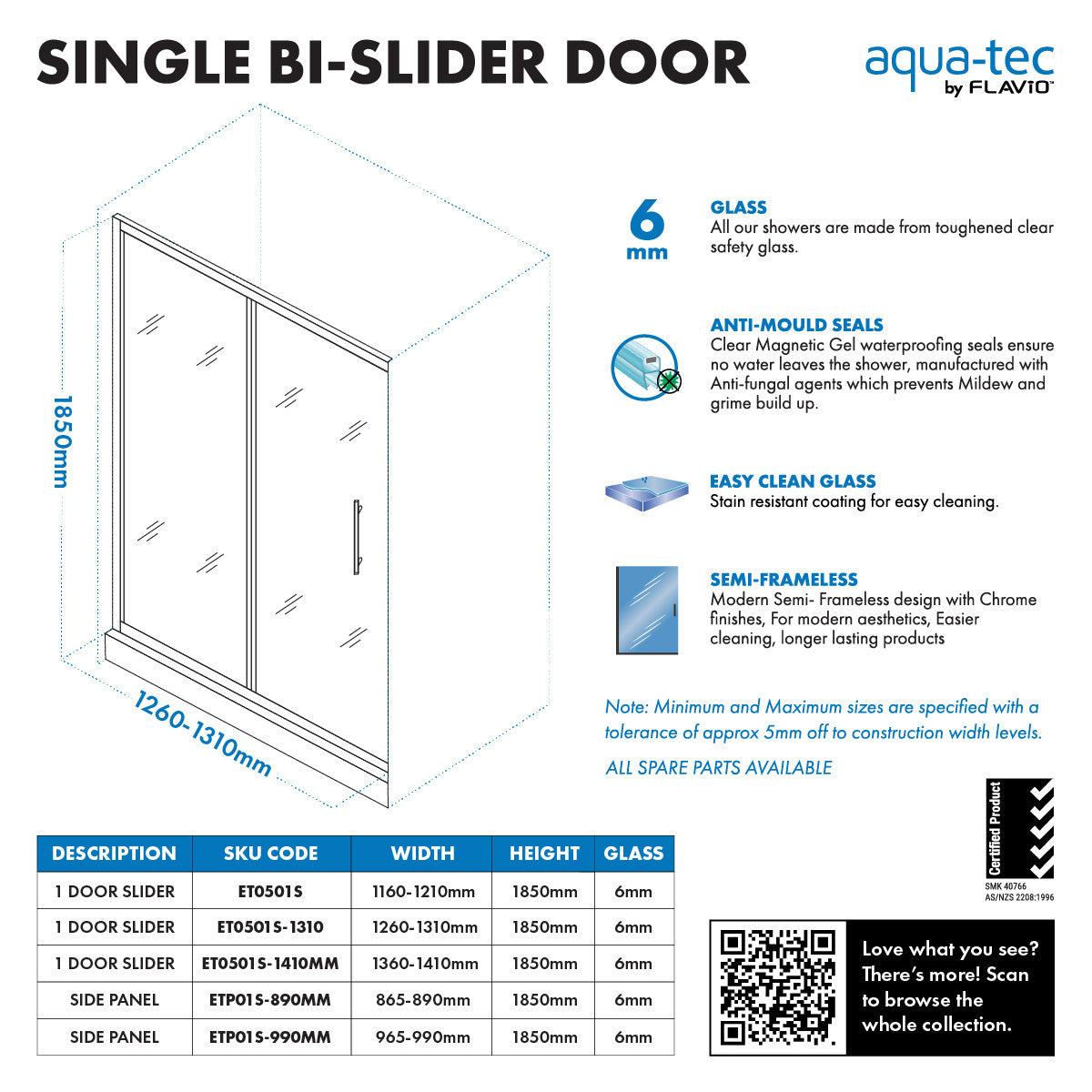 Aquatec Bi-slider 1260-1310 (NEW)