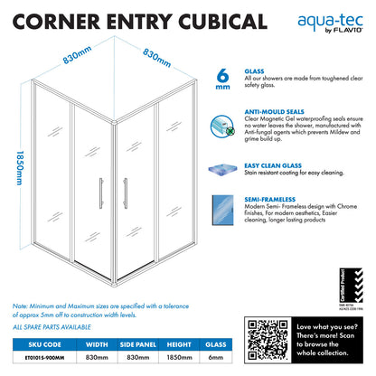 Aquatec Corner Entry 90 6mm Glass