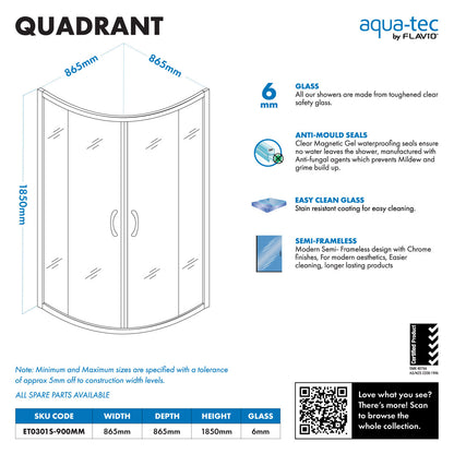 Aquatec Quadrant 90 6mm Glass (TBD)