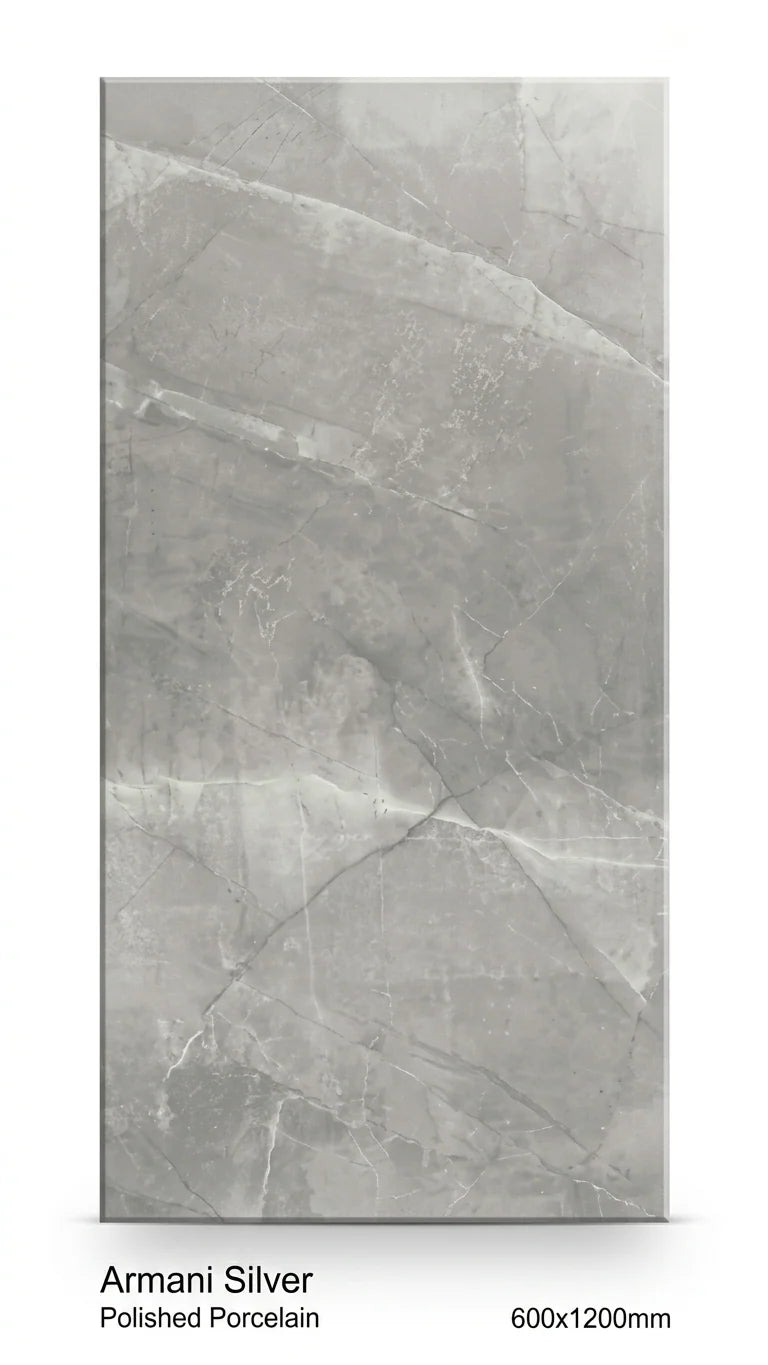 Armani Silver Polished Porcelain 600X1200 1st Grade Floor & Wall Tiles