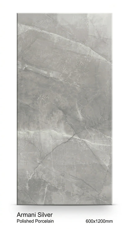 Armani Silver Polished Porcelain 600X1200 1st Grade Floor & Wall Tiles