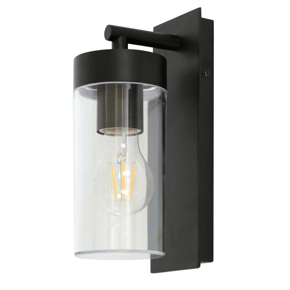 Aruba Black Outdoor Wall Light with Clear Plastic