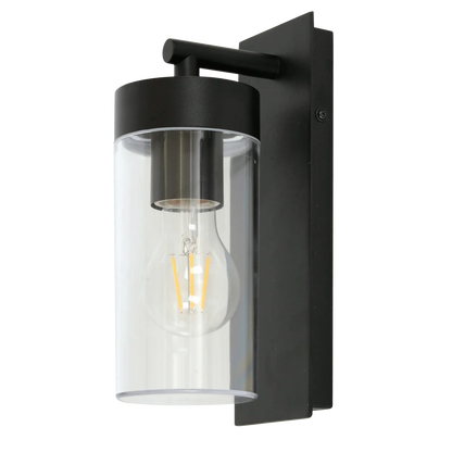 Aruba Black Outdoor Wall Light with Clear Plastic