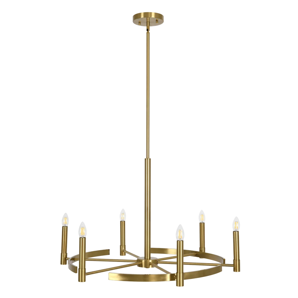 Blake Brass Gold 6 Light Chandelier