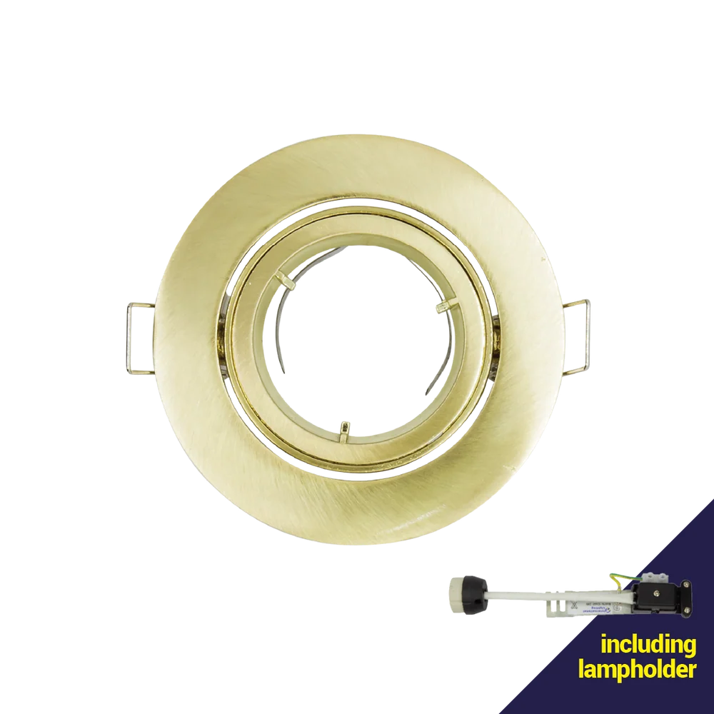 Brushed Brass 220V Tilt Downlight with 82mm Cut Out