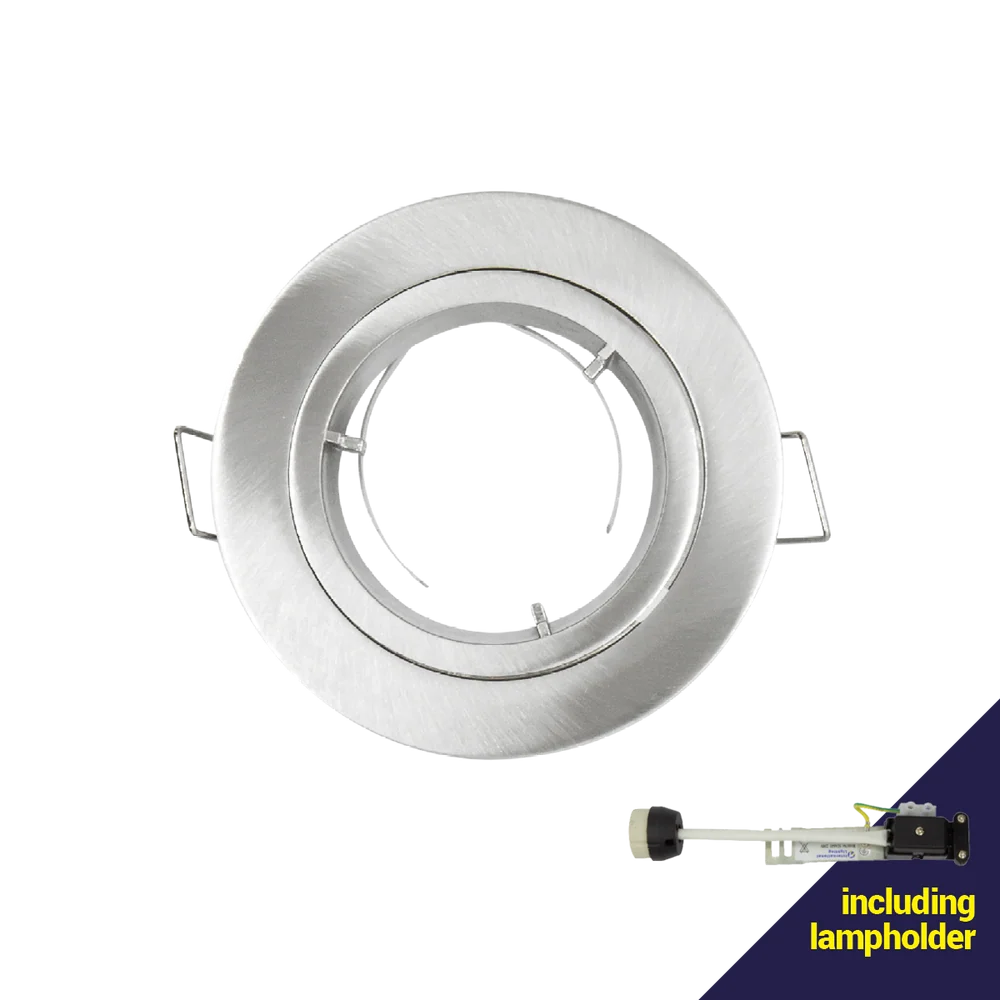 Brushed Chrome 220V Fixed Downlight with 70mm Cut Out