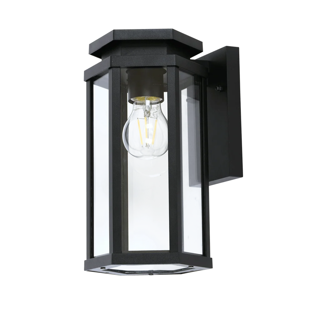 Cruise Black Outdoor Wall Light with Clear Glass
