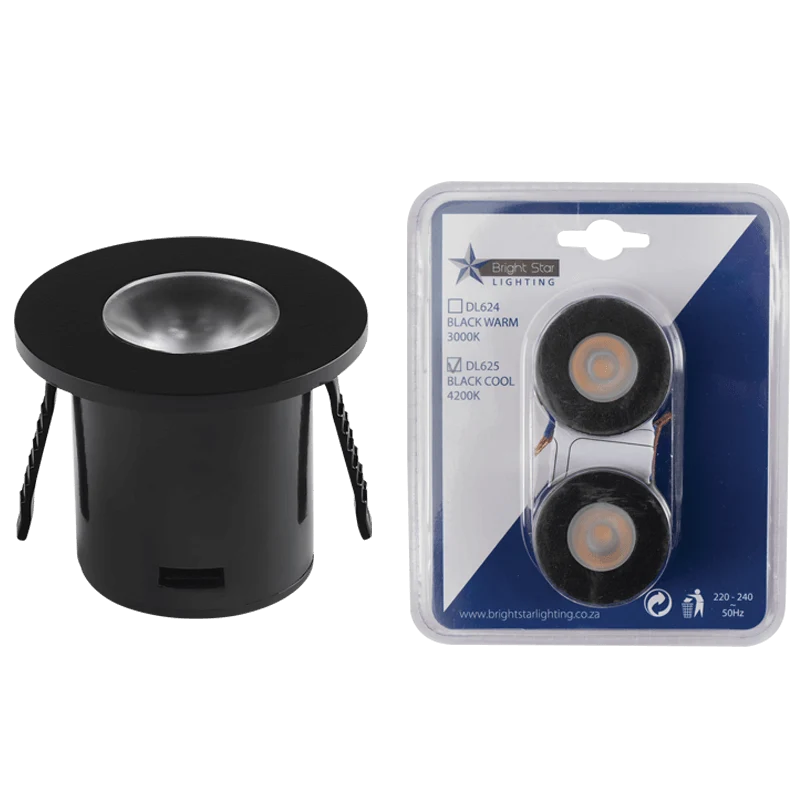 Black 1W Cool White LED Star Light Twin Pack