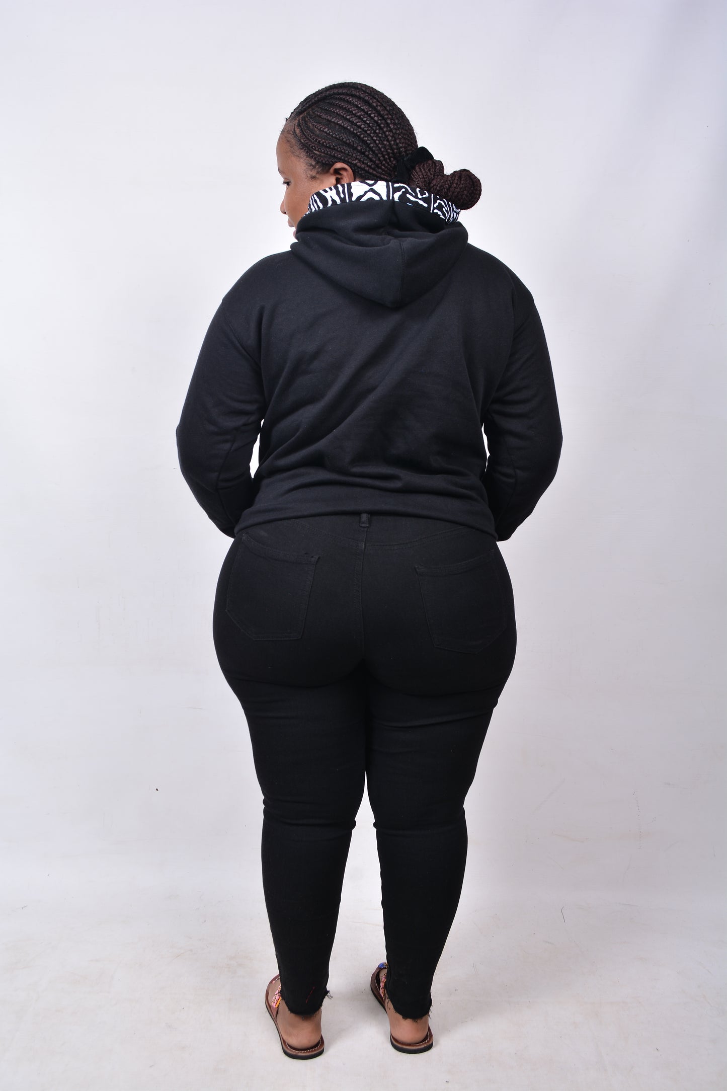 T8242 Traditional African Black Jacket with Black & White Africa Map